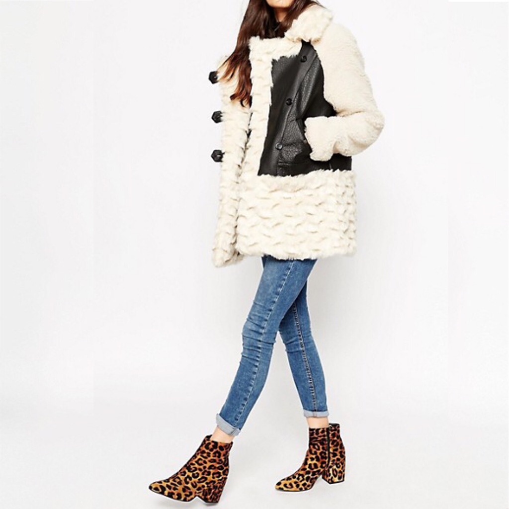 Asos Faux Leather Fur Jacket
